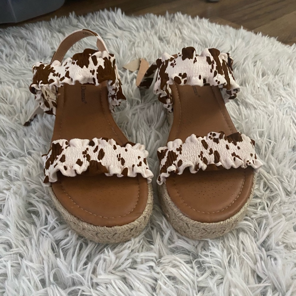 Cow print sandals
